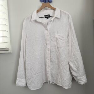 J.Crew 22 Cotton Gauze Long Sleeve Shirt White Classic Coastal Resort Minimal